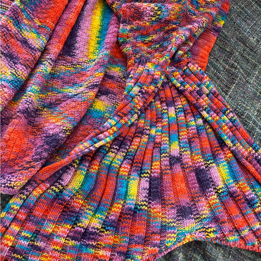 Vibrant Multicolor crochet  mermaid tail Ribbed Knit